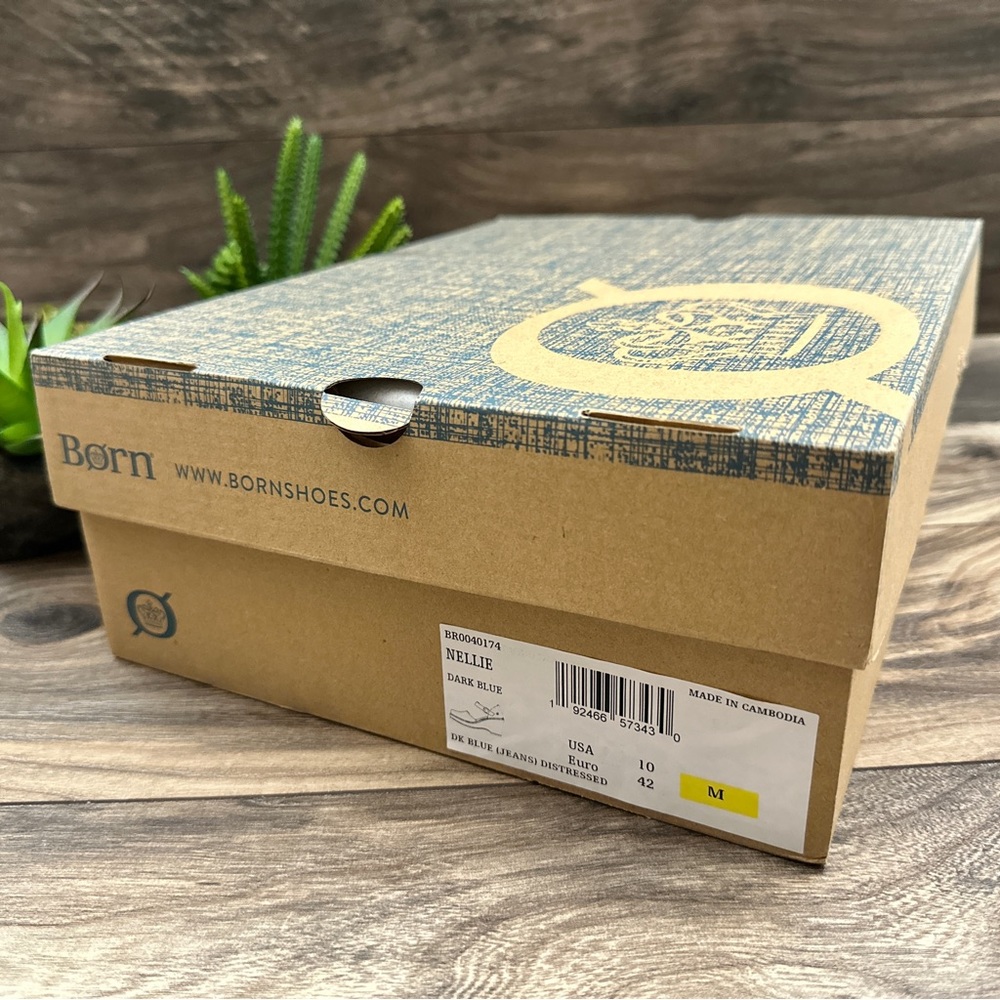 Born Nellie Platform Clog Closed Back Mary Jane Distressed Dark Blue Suede 10M - Picture 11 of 14